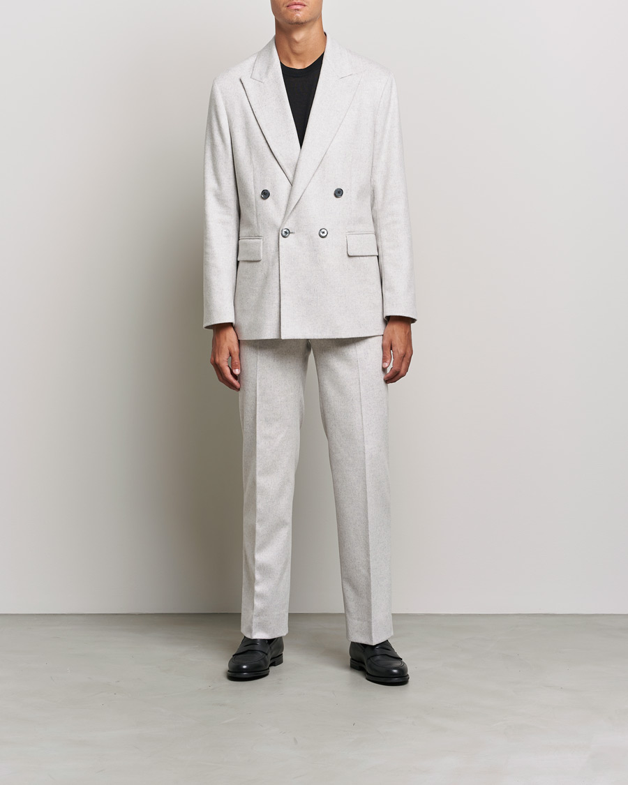 Herr | Kavajer | J.Lindeberg | David Carded Wool Flannel DB Blazer Micro Chip