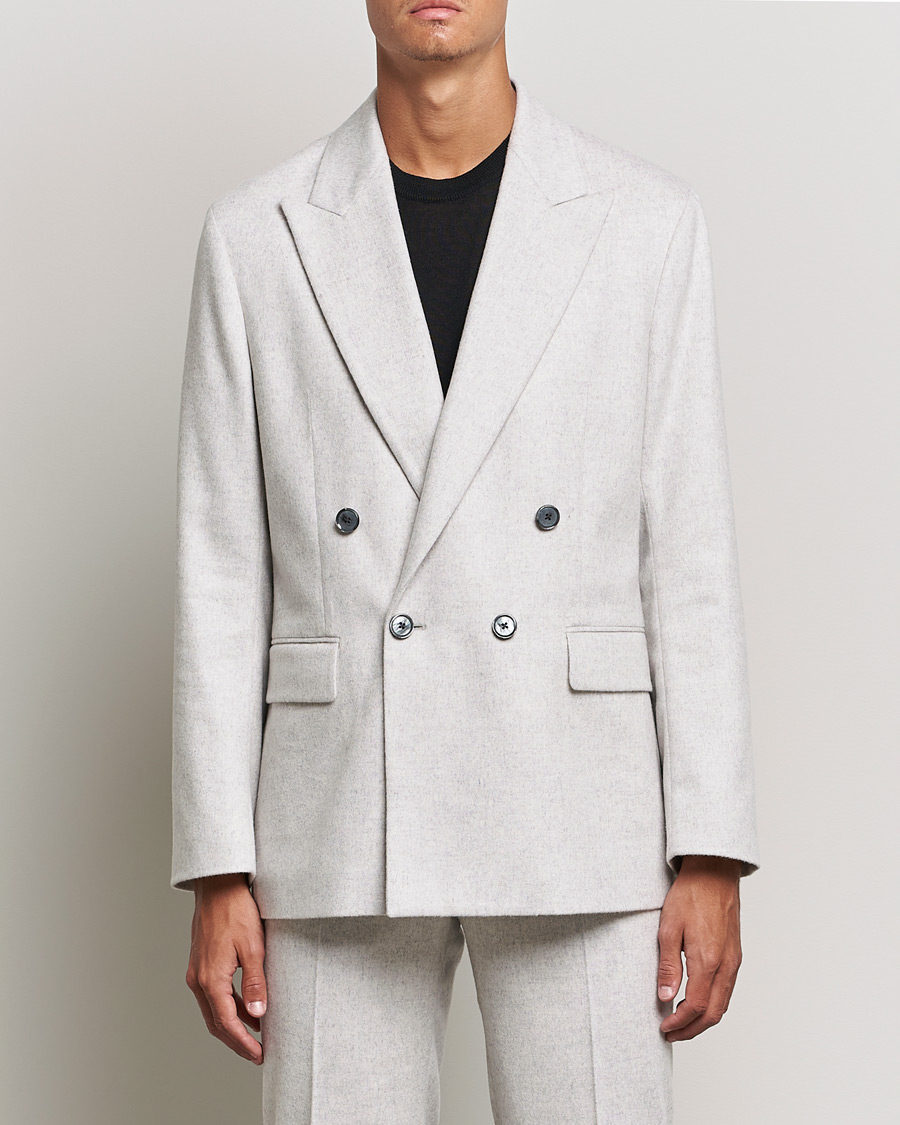 Herr | Kavajer | J.Lindeberg | David Carded Wool Flannel DB Blazer Micro Chip
