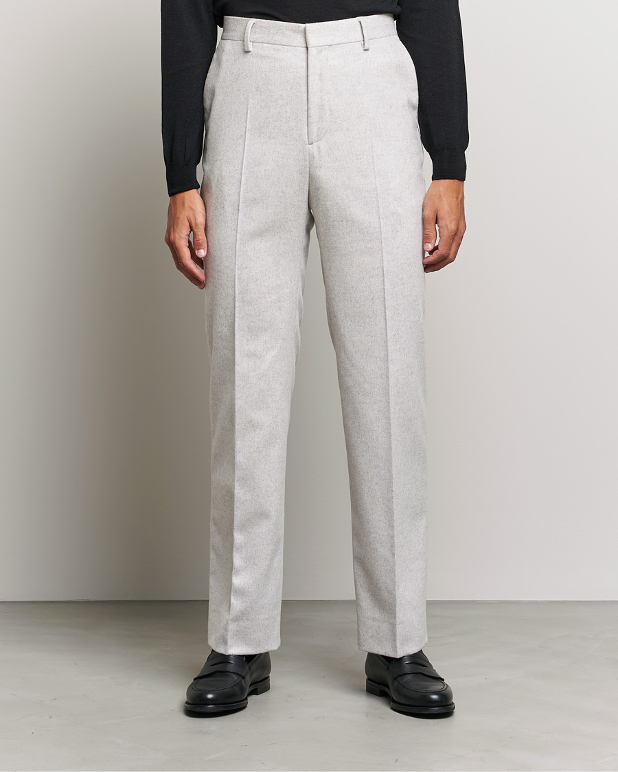 Herr | Byxor | J.Lindeberg | Ranon Carded Wool Flannel Trousers Micro Chip