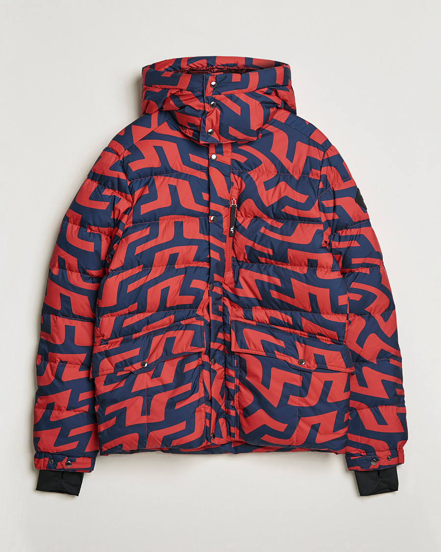 Herr | Jackor | J.Lindeberg | Sphere Printed Down Jacket Bridge Swirl Red