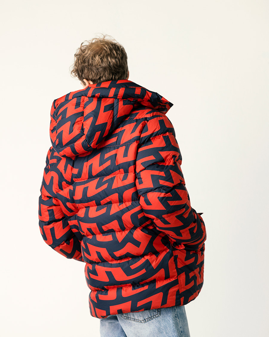 Herr | Jackor | J.Lindeberg | Sphere Printed Down Jacket Bridge Swirl Red