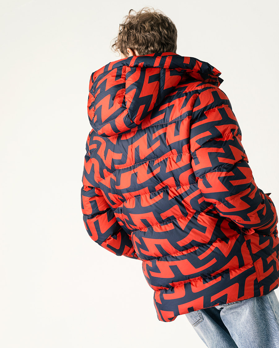 Herr | Jackor | J.Lindeberg | Sphere Printed Down Jacket Bridge Swirl Red