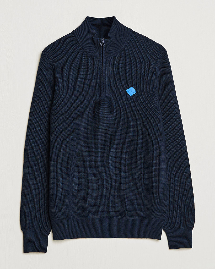 Herr | Tröjor | J.Lindeberg | Diamond Knitted Zip Sweater Navy