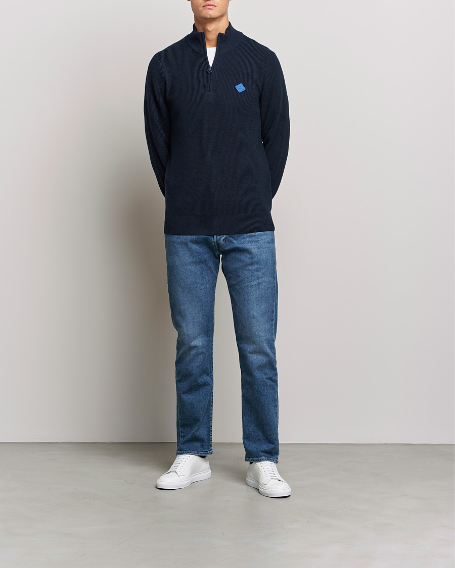 Herr | Tröjor | J.Lindeberg | Diamond Knitted Zip Sweater Navy