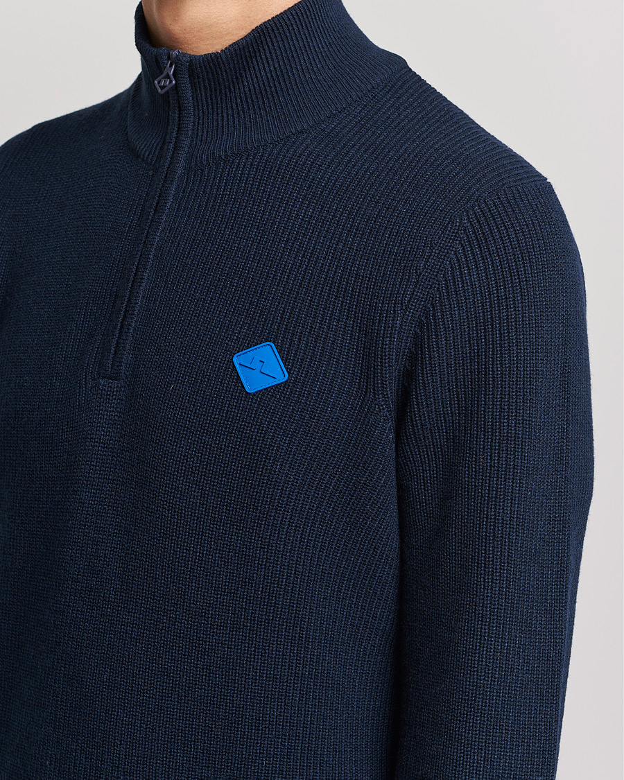 Herr | Tröjor | J.Lindeberg | Diamond Knitted Zip Sweater Navy