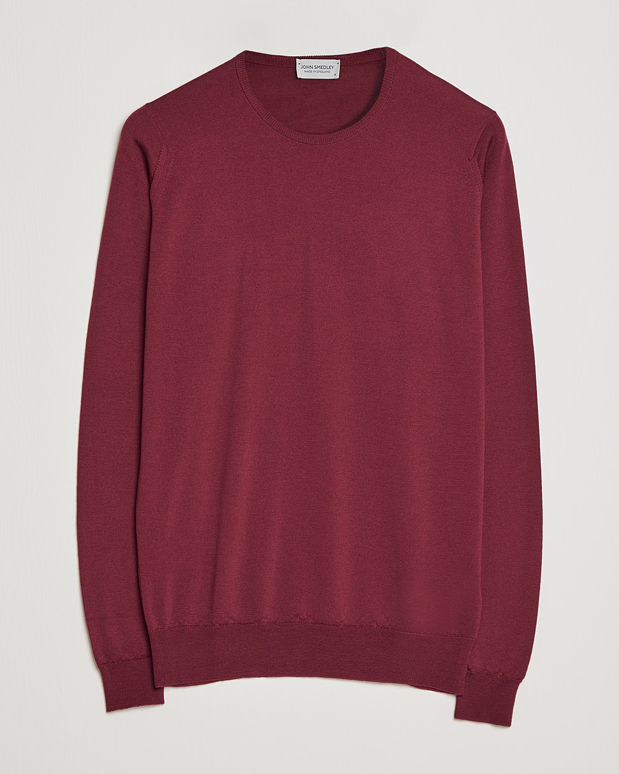 Herr | Tröjor | John Smedley | Lundy Extra Fine Merino Crew Neck Bordeaux