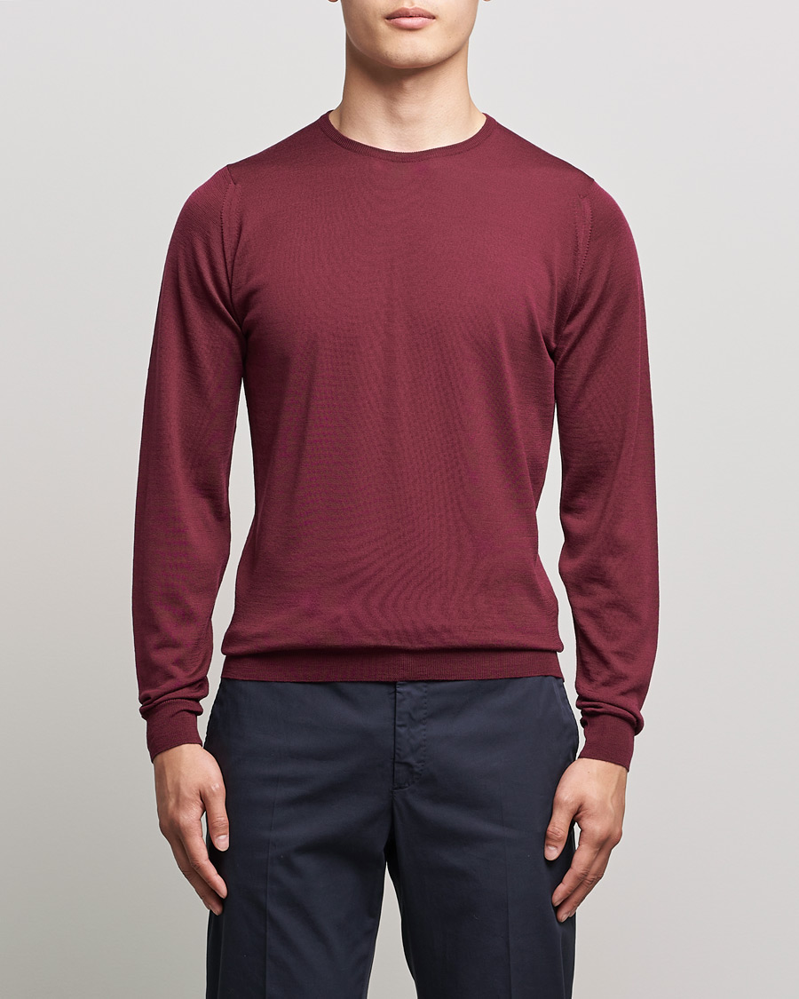 Herr | Tröjor | John Smedley | Lundy Extra Fine Merino Crew Neck Bordeaux