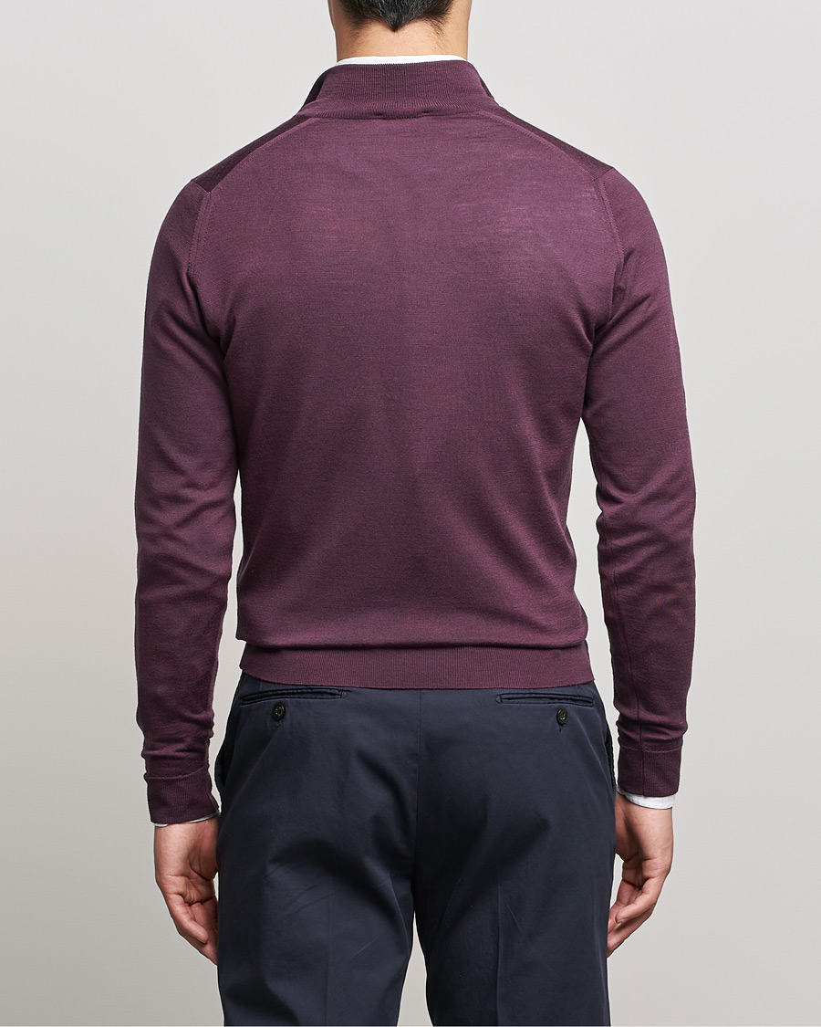 Herr | Tröjor | John Smedley | Barrow Extra Fine Merino Half Zip Pigment Purple
