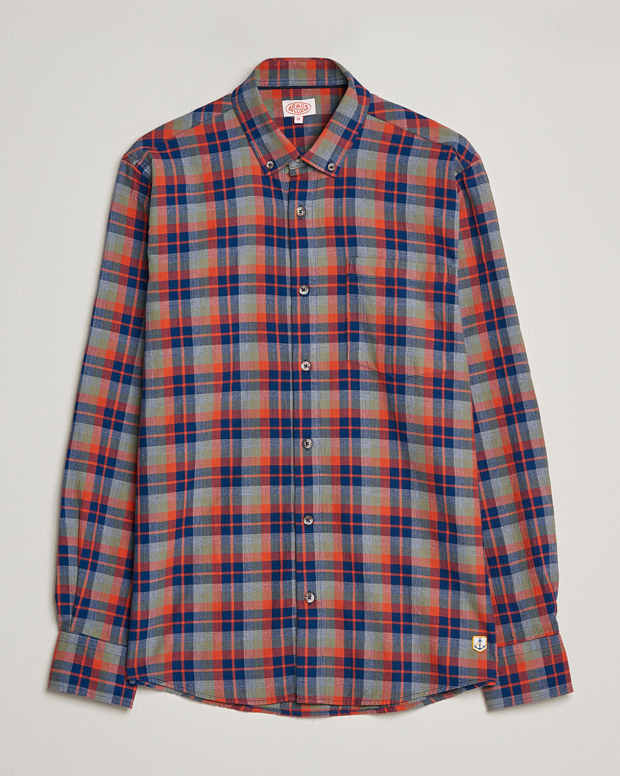 Herr | Skjortor | Armor-lux | Chemise Flannel Shirt Green Blue