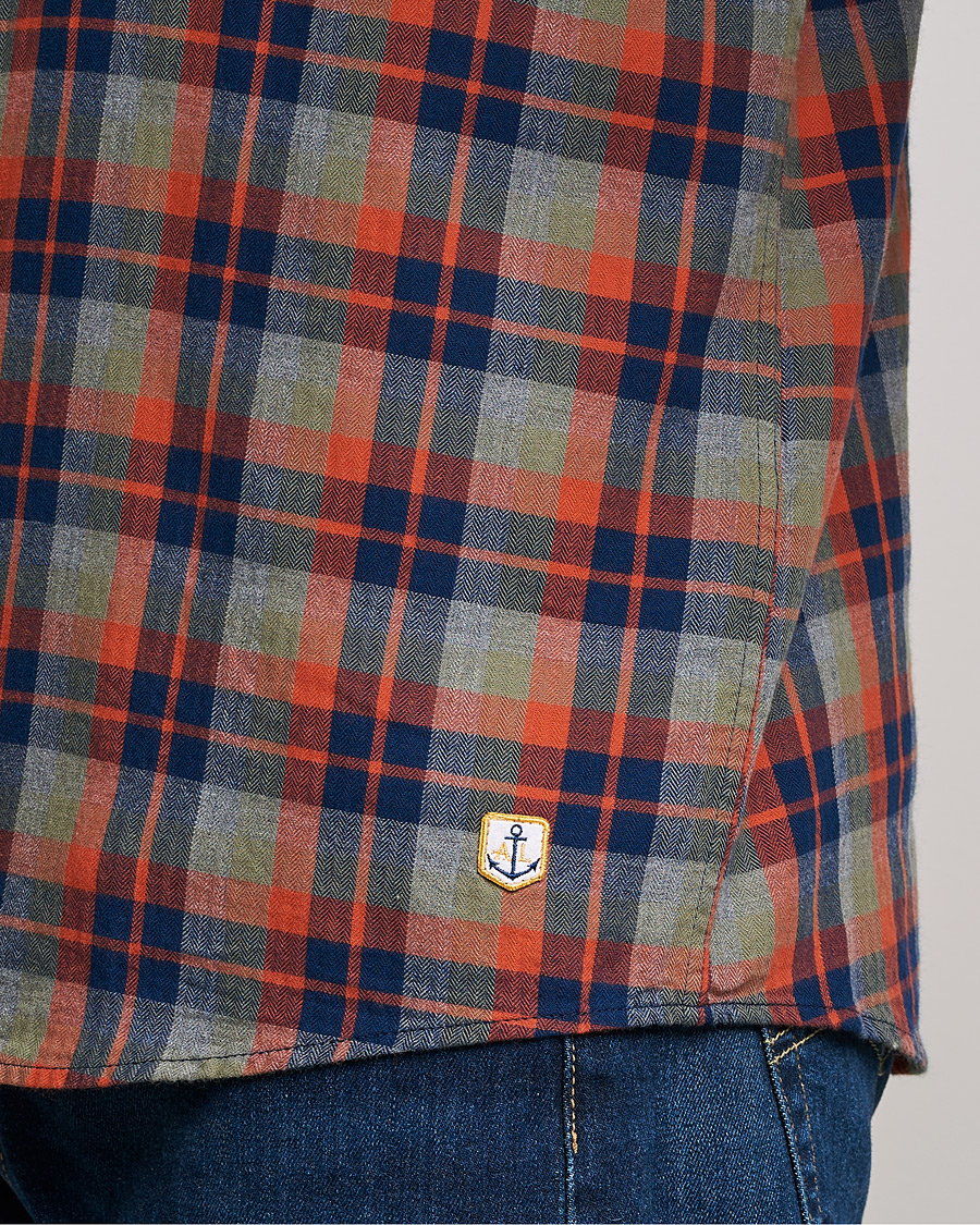 Herr | Skjortor | Armor-lux | Chemise Flannel Shirt Green Blue