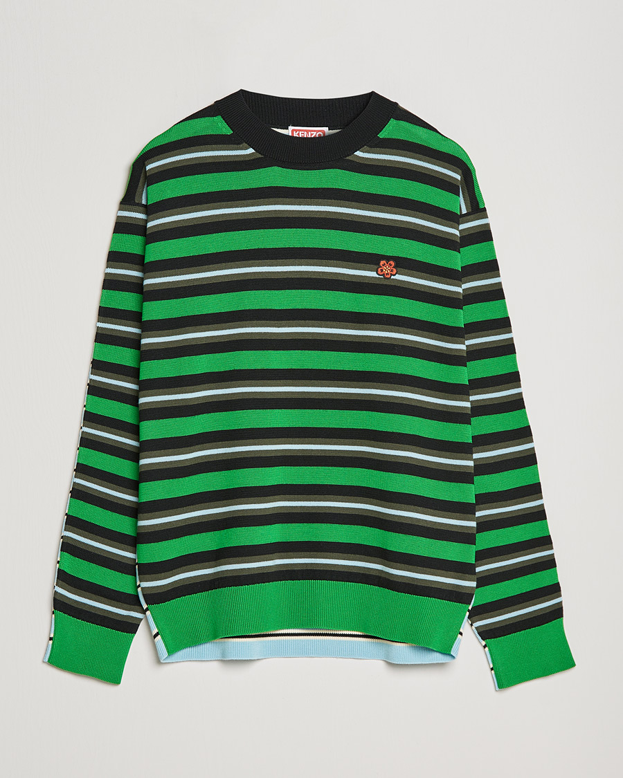 Herr | Tröjor | KENZO | Stripes Wool Knitted Jumper Grass Green