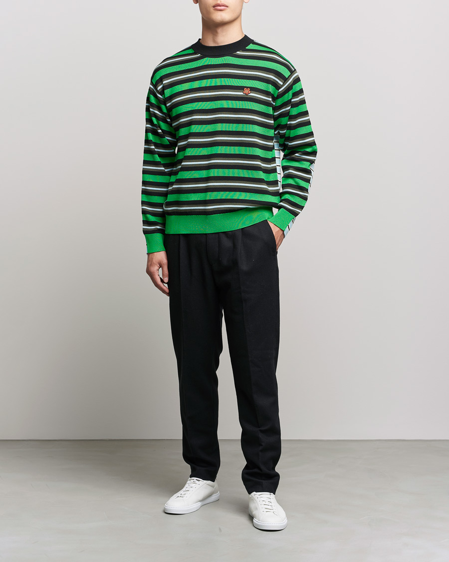 Herr | Tröjor | KENZO | Stripes Wool Knitted Jumper Grass Green