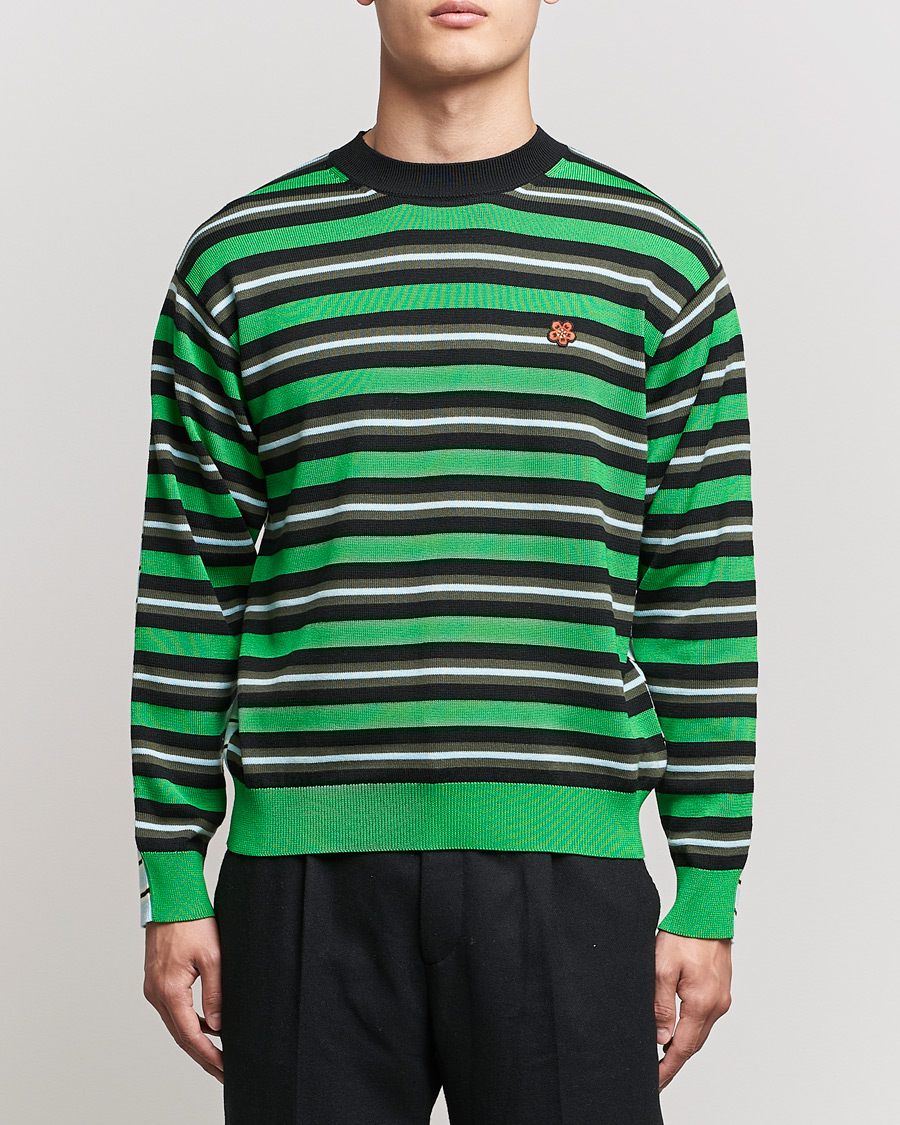 Herr | Tröjor | KENZO | Stripes Wool Knitted Jumper Grass Green