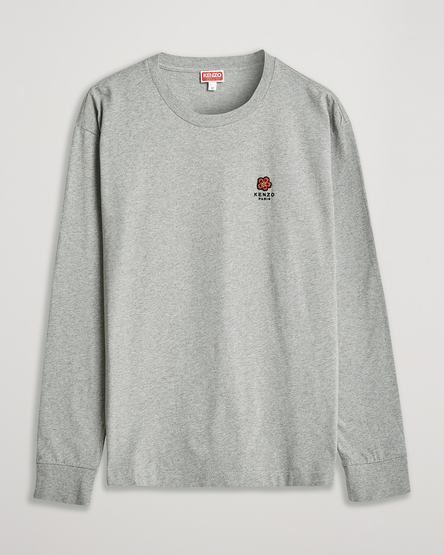Herr | T-Shirts | KENZO | Logo Classic Long Sleeve Tee Pearl Grey