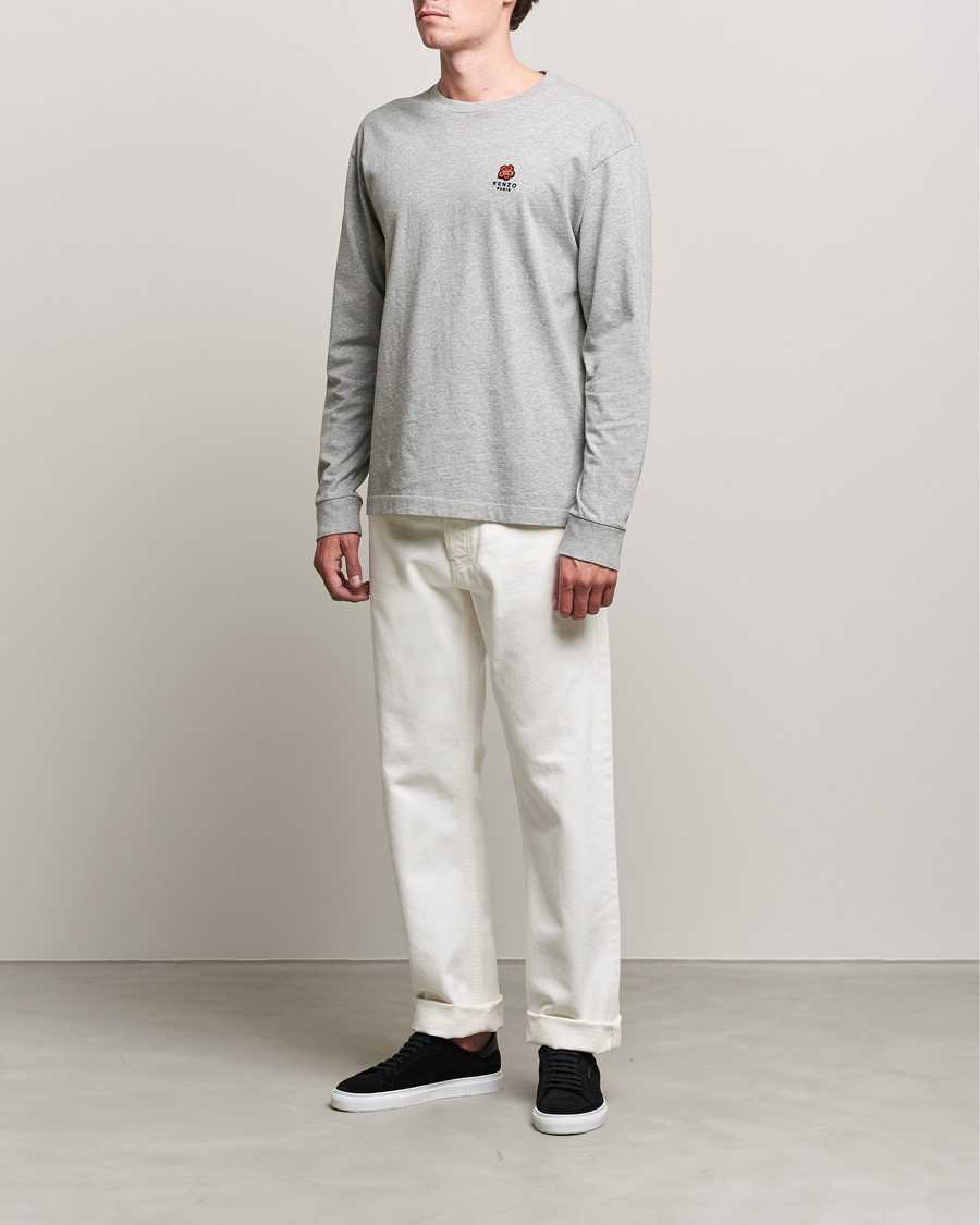 Herr | T-Shirts | KENZO | Logo Classic Long Sleeve Tee Pearl Grey