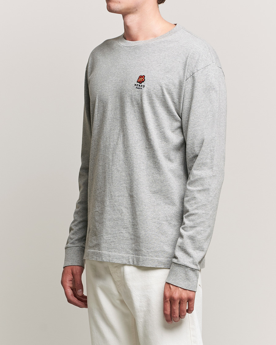 Herr | T-Shirts | KENZO | Logo Classic Long Sleeve Tee Pearl Grey