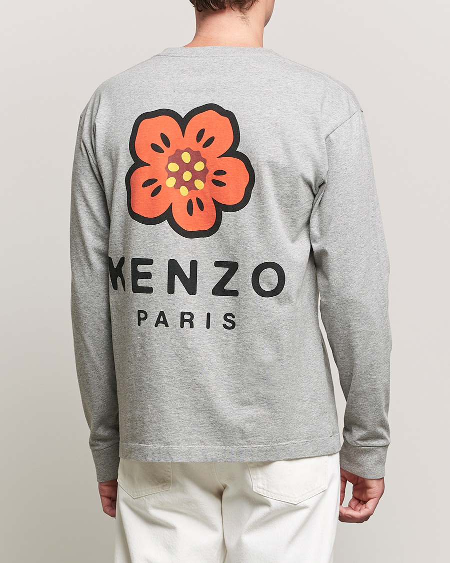 Herr | T-Shirts | KENZO | Logo Classic Long Sleeve Tee Pearl Grey