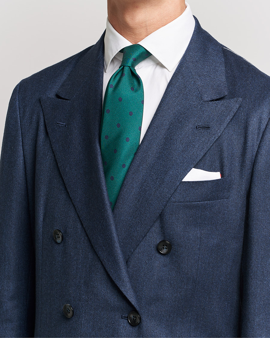 Herr | Kiton Printed Dots Silk Tie Green | Kiton | Printed Dots Silk Tie Green