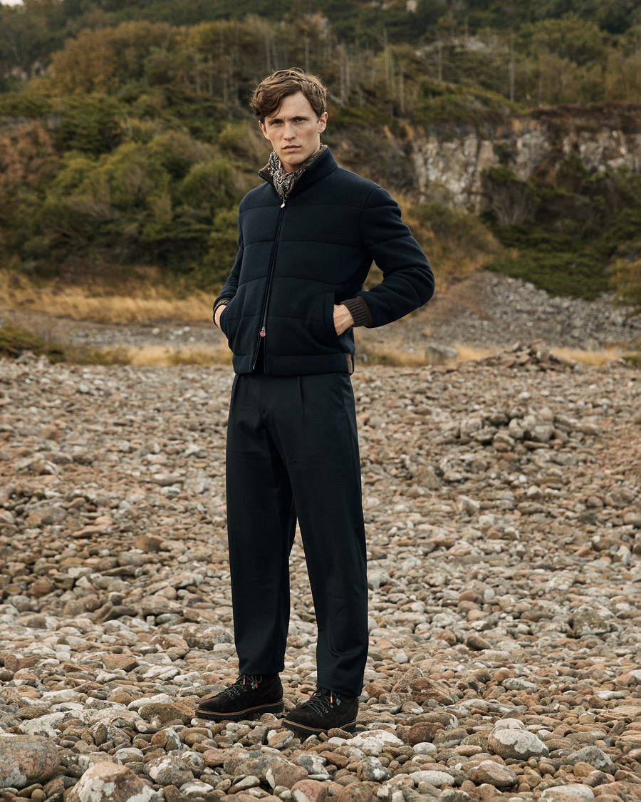 Herr | Jackor | Kiton | Pile Cashmere Down Jacket Navy