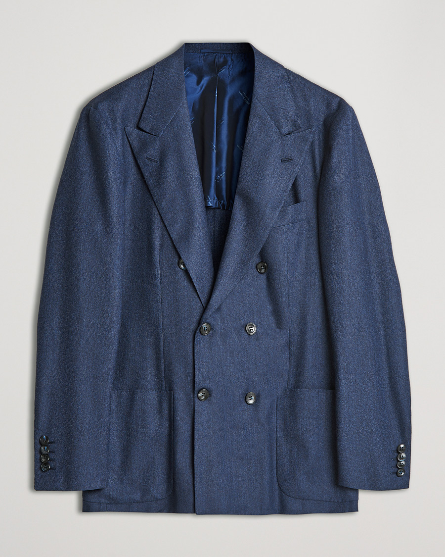 Herr | Kavajer | Kiton | Wool/Cashmere Hopsack DB Blazer Navy