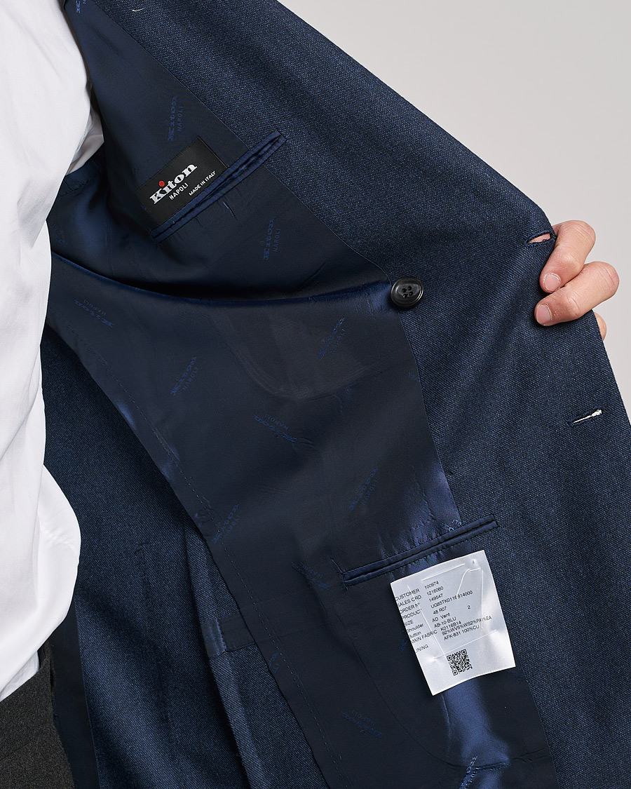 Herr | Kavajer | Kiton | Wool/Cashmere Hopsack DB Blazer Navy