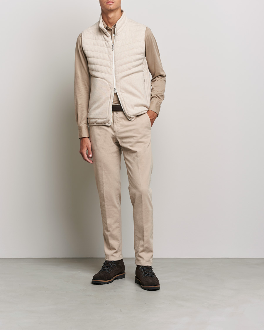 Herr | Långärmade pikéer | Kiton | Long Sleeve Polo Shirt Beige
