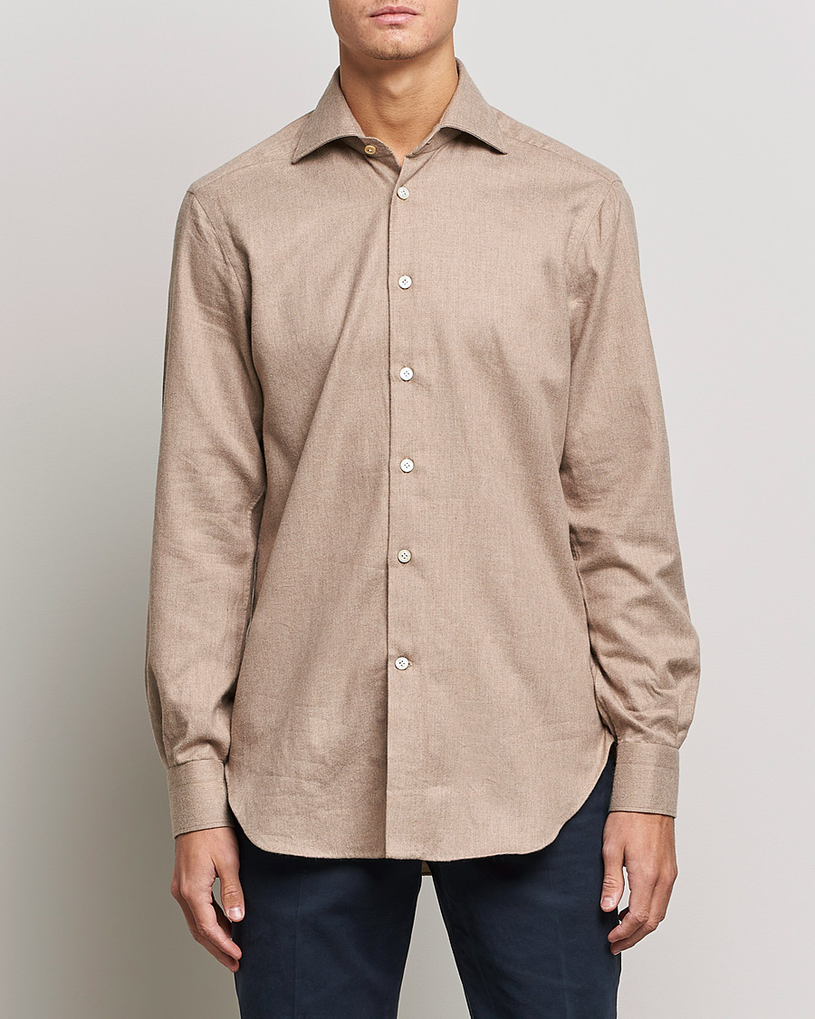 Herr | Kiton | Kiton | Slim Fit Flannel Shirt Beige