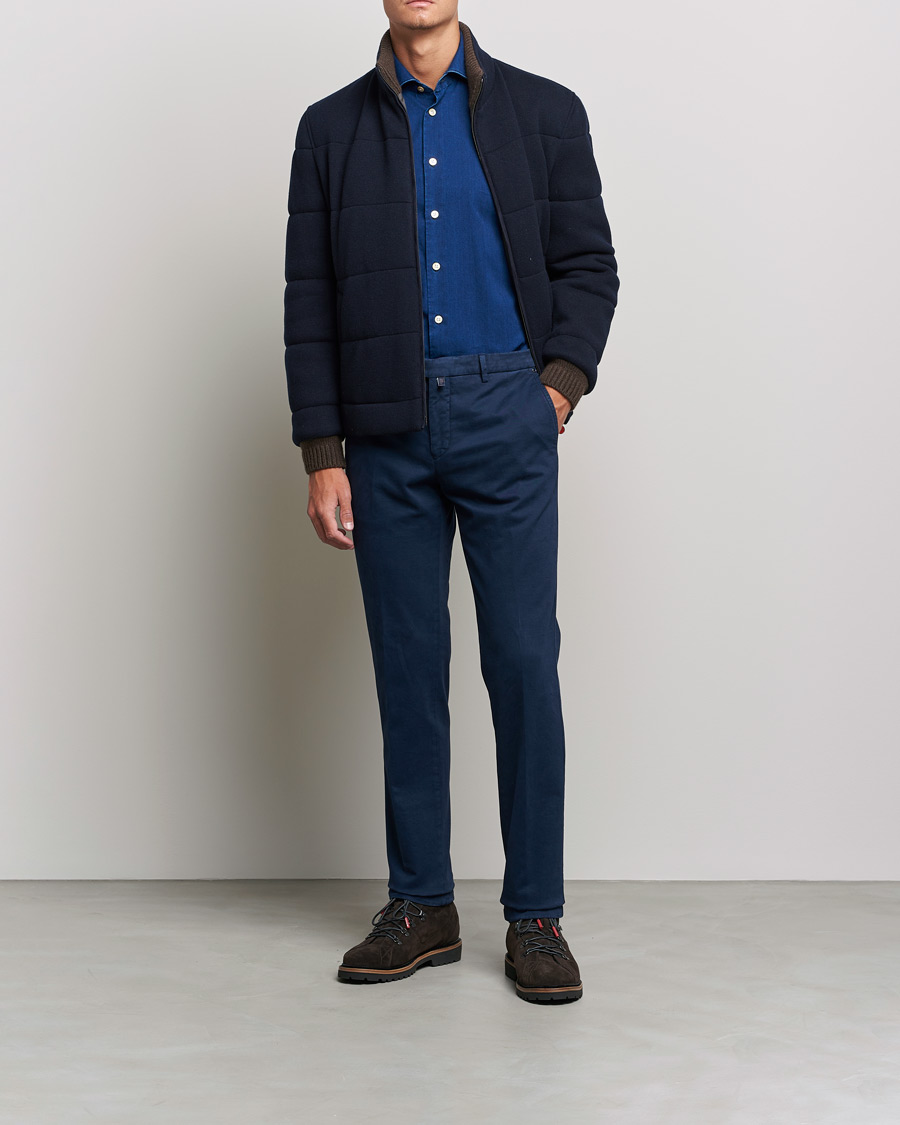 Herr | Skjortor | Kiton | Slim Fit Denim Shirt Blue Wash