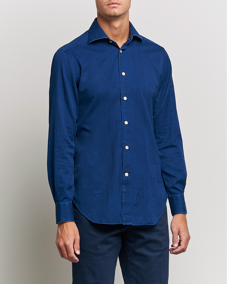 Herr | Skjortor | Kiton | Slim Fit Denim Shirt Blue Wash