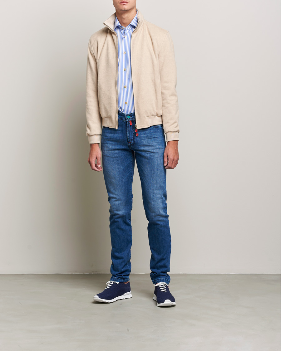 Herr | Jeans | Kiton | Slim Fit Stretch Jeans Medium Blue Wash