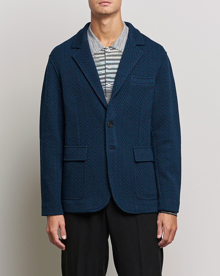 Herr | Kavajer | Missoni | Zig Zag Knitted Blazer Navy