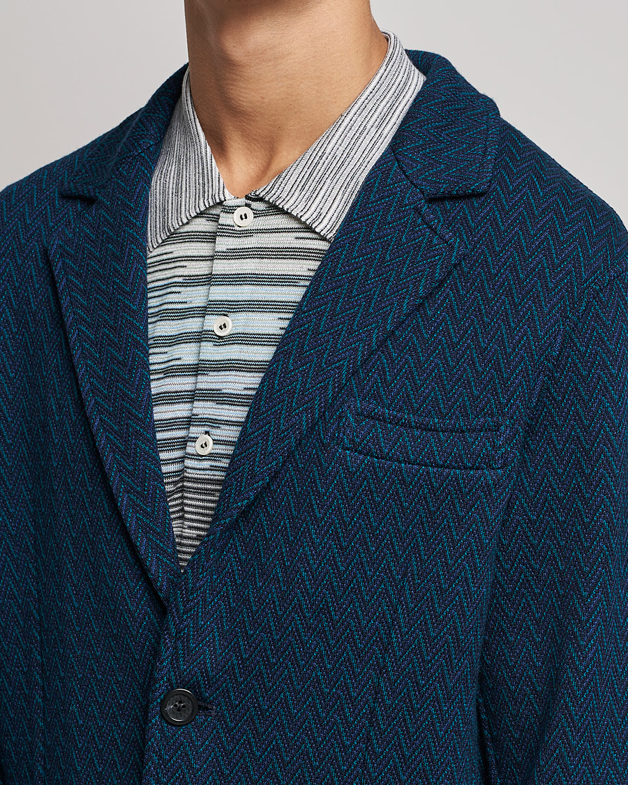 Herr | Kavajer | Missoni | Zig Zag Knitted Blazer Navy