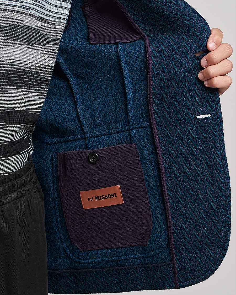 Herr | Kavajer | Missoni | Zig Zag Knitted Blazer Navy