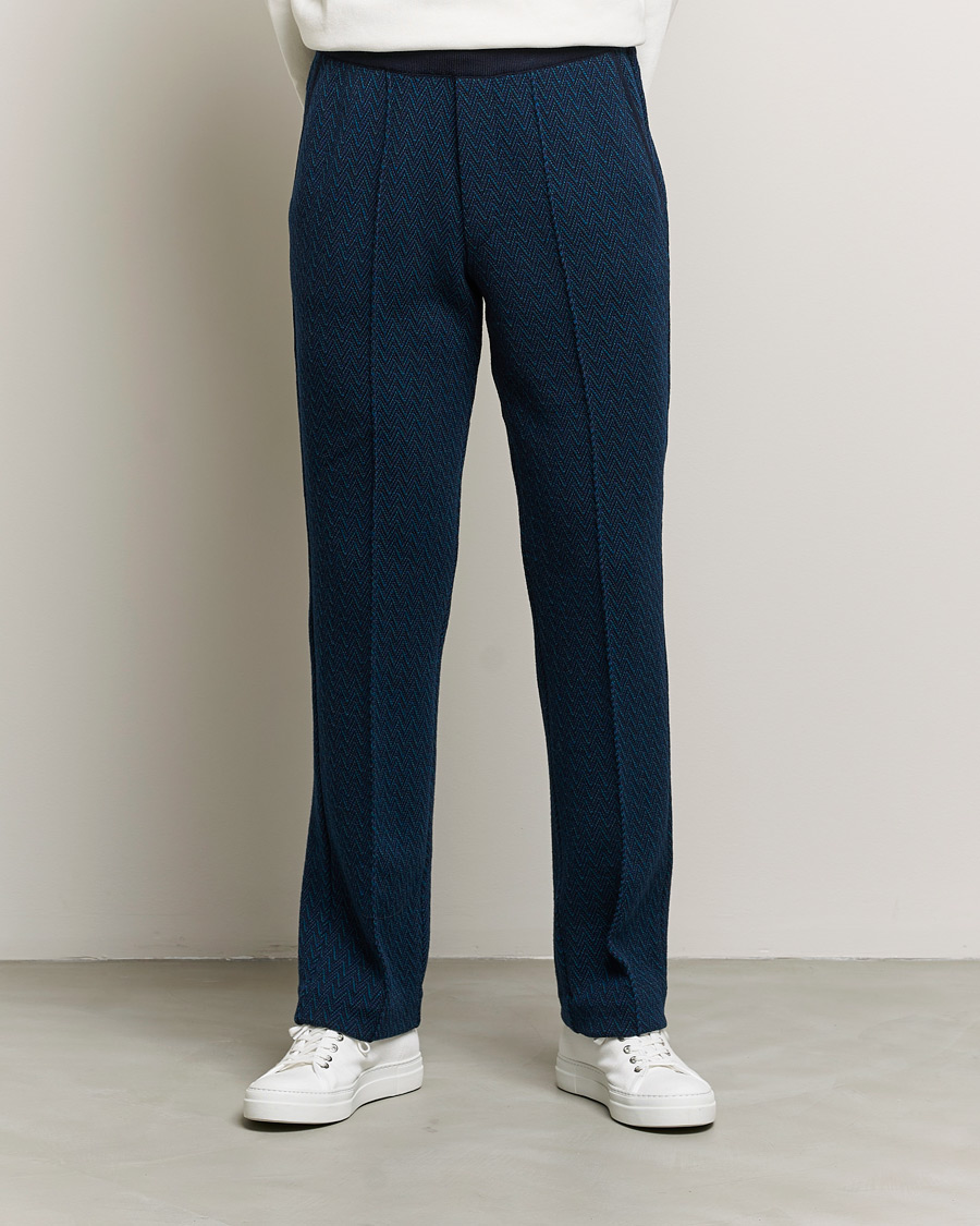 Herr | Drawstringbyxor | Missoni | Zig Zag Knitted Trousers Navy