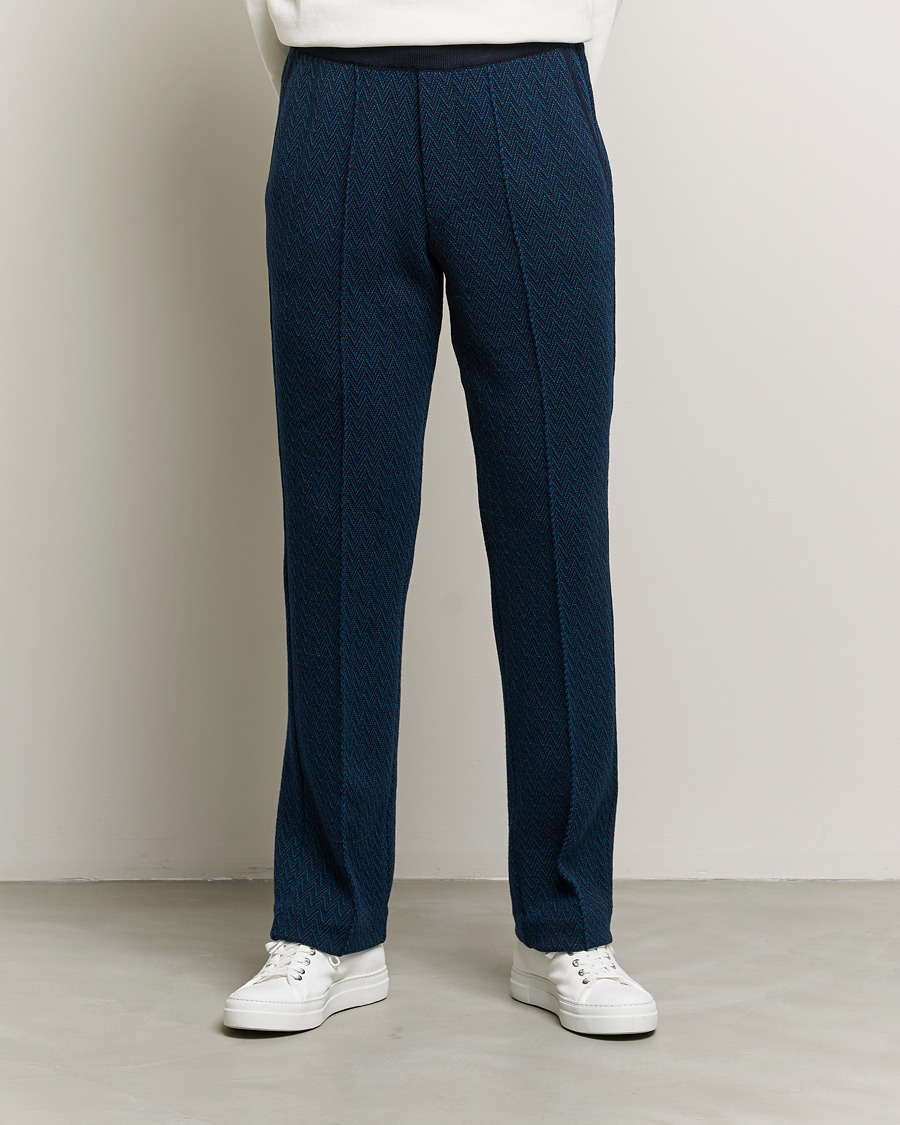 Herr | Byxor | Missoni | Zig Zag Knitted Trousers Navy