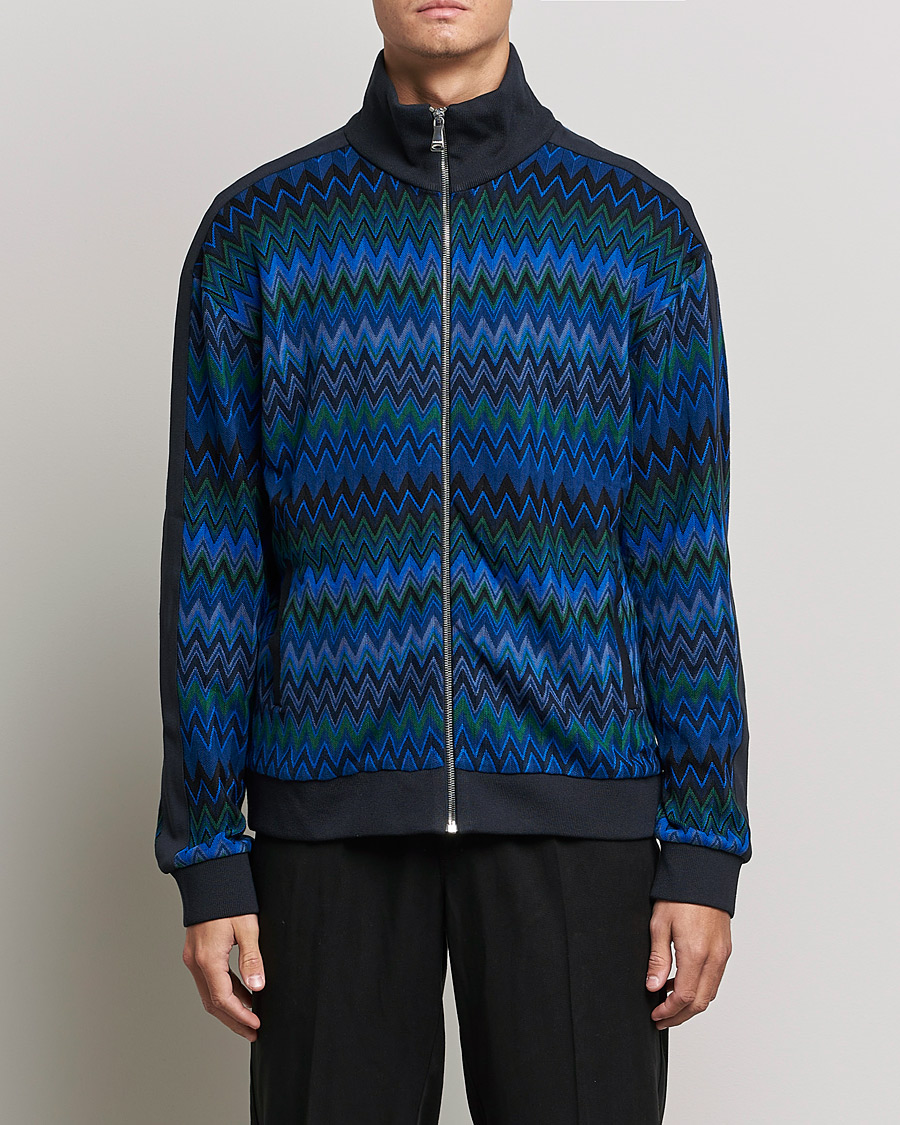 Herr | Tröjor | Missoni | Chevron Full Zip Sweater Navy