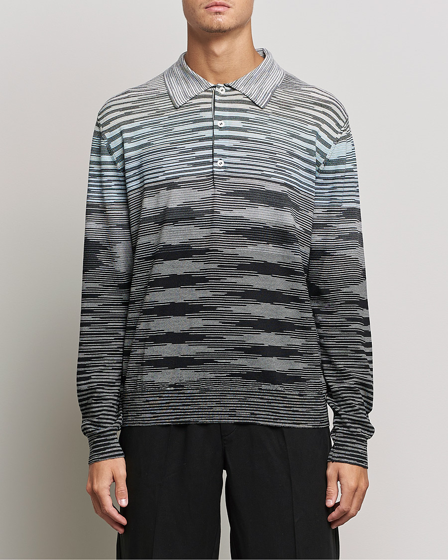 Herr | Tröjor | Missoni | Fiammato Knitted Polo Blue/Grey