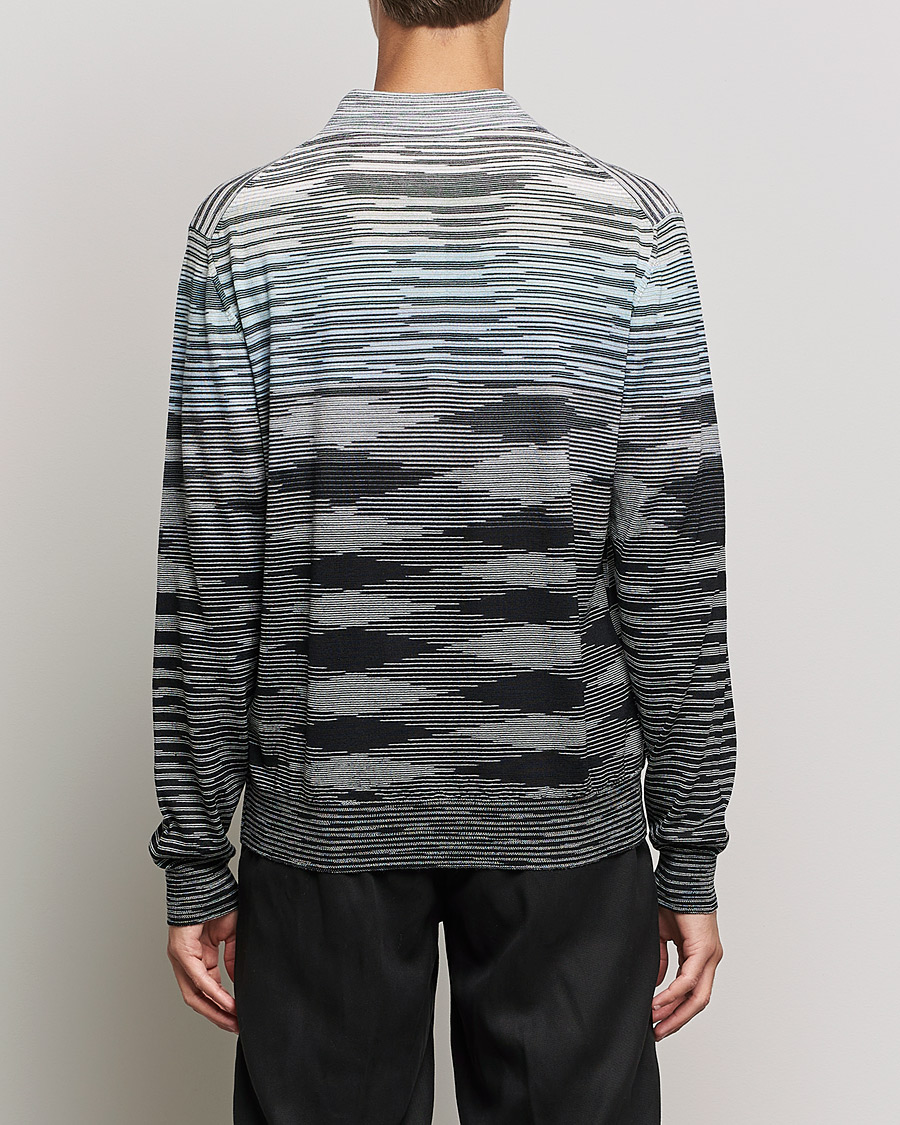 Herr | Tröjor | Missoni | Fiammato Knitted Polo Blue/Grey