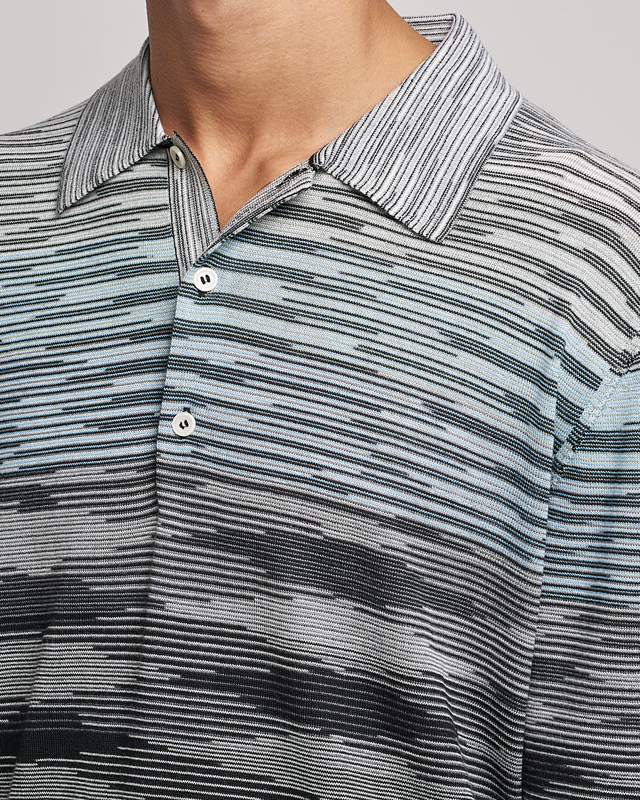 Herr | Tröjor | Missoni | Fiammato Knitted Polo Blue/Grey