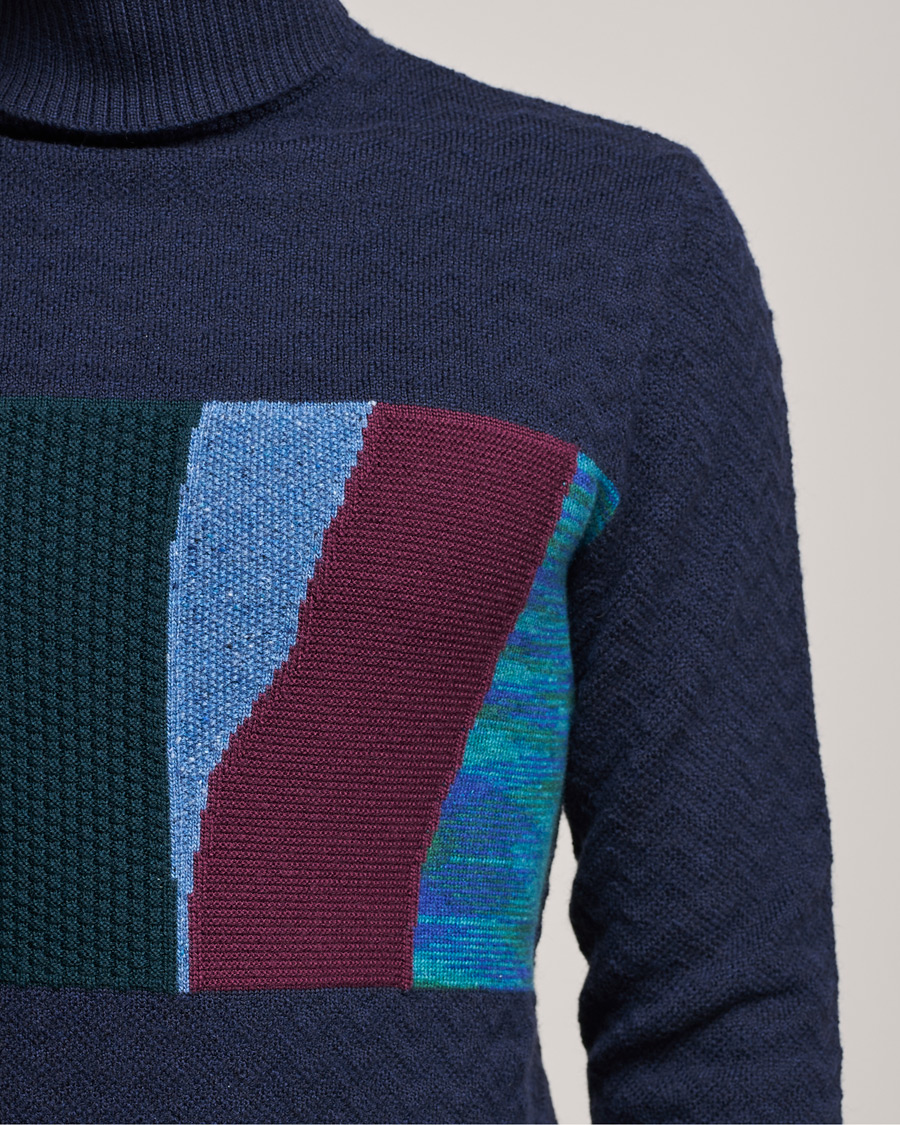 Herr | Tröjor | Missoni | Patchwork Chevron Turtleneck Navy