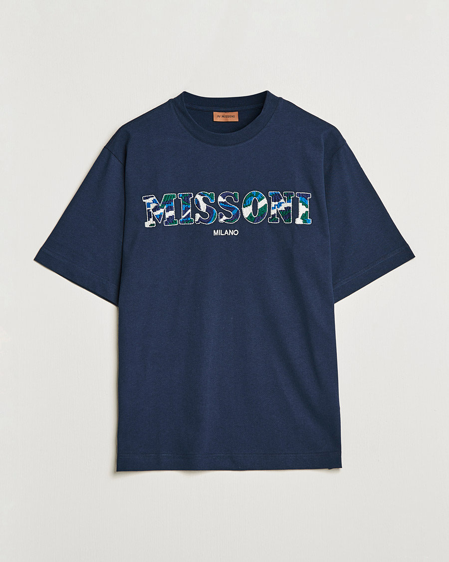 Herr | T-Shirts | Missoni | Embroidered Logo T-Shirt Dark Blue