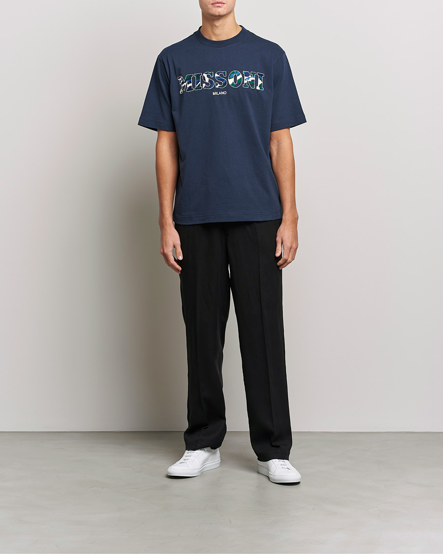 Herr | T-Shirts | Missoni | Embroidered Logo T-Shirt Dark Blue