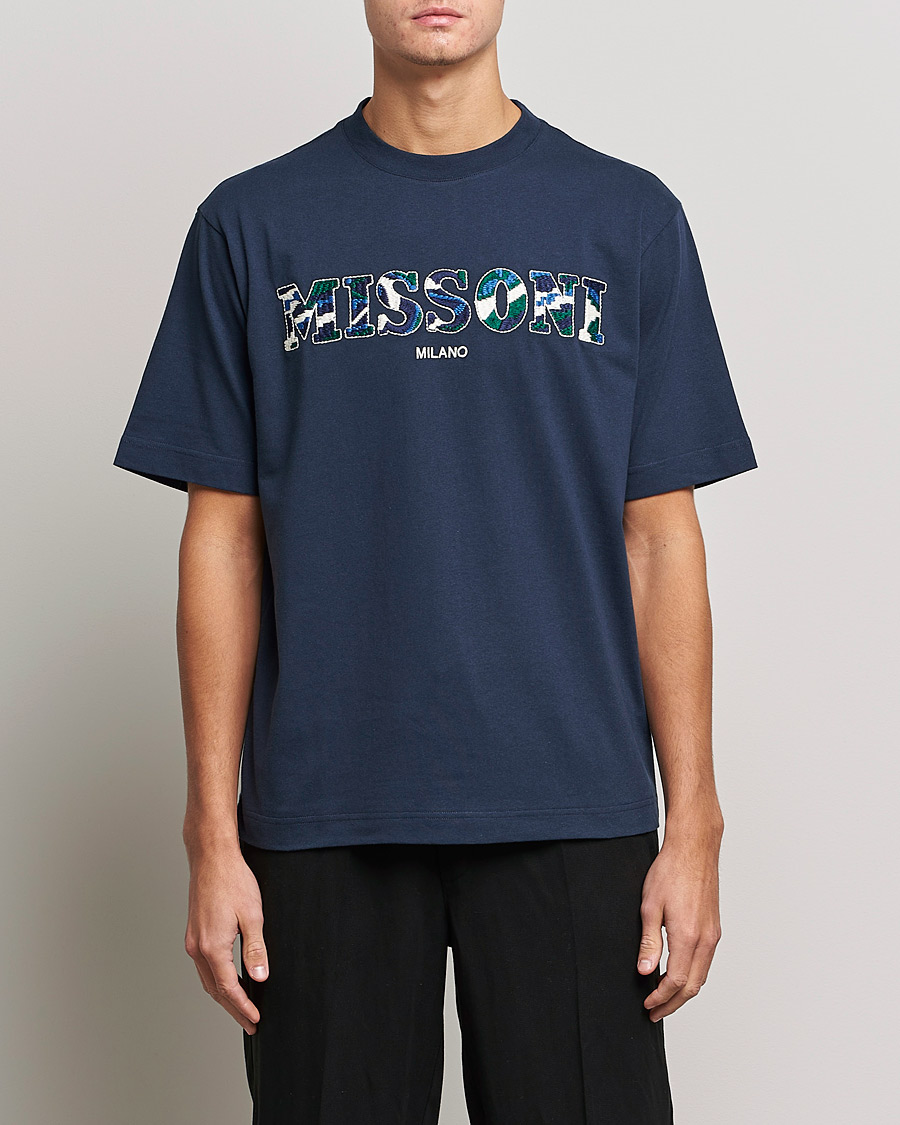 Herr | T-Shirts | Missoni | Embroidered Logo T-Shirt Dark Blue