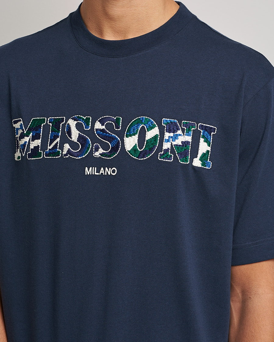 Herr | T-Shirts | Missoni | Embroidered Logo T-Shirt Dark Blue