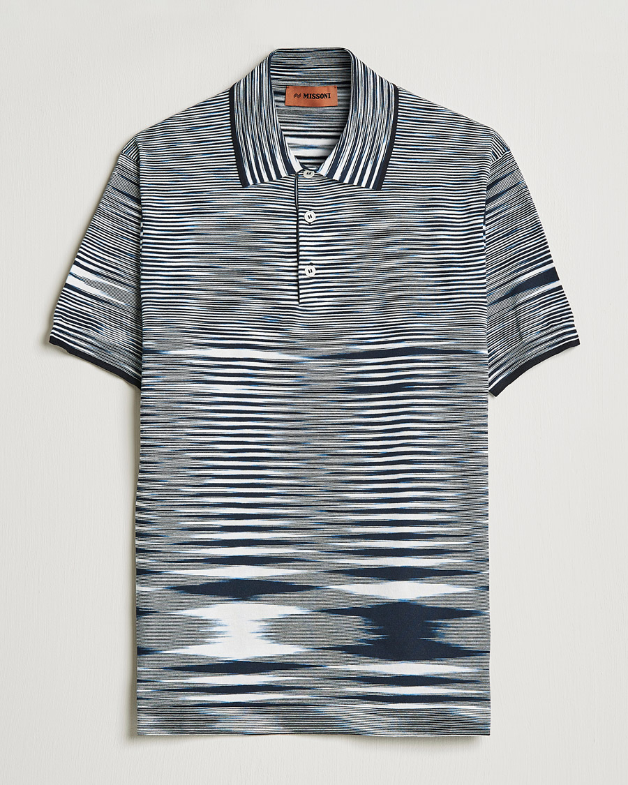 Herr | Pikéer | Missoni | Fiammato Knitted Polo Navy/White