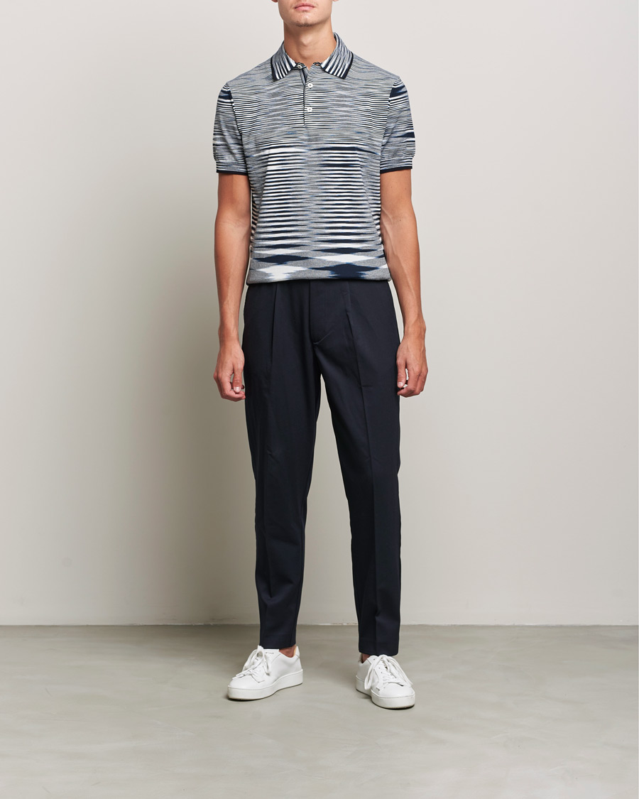 Herr | Pikéer | Missoni | Fiammato Knitted Polo Navy/White