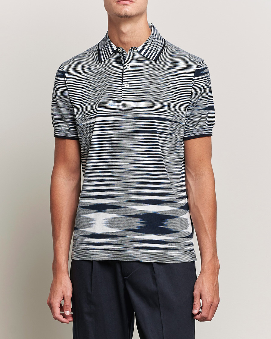 Herr | Pikéer | Missoni | Fiammato Knitted Polo Navy/White