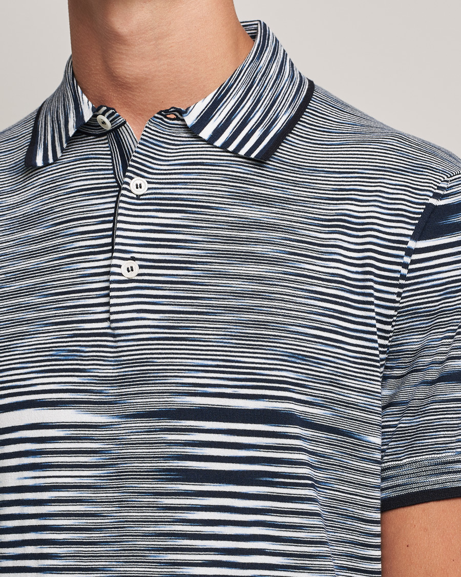 Herr | Pikéer | Missoni | Fiammato Knitted Polo Navy/White