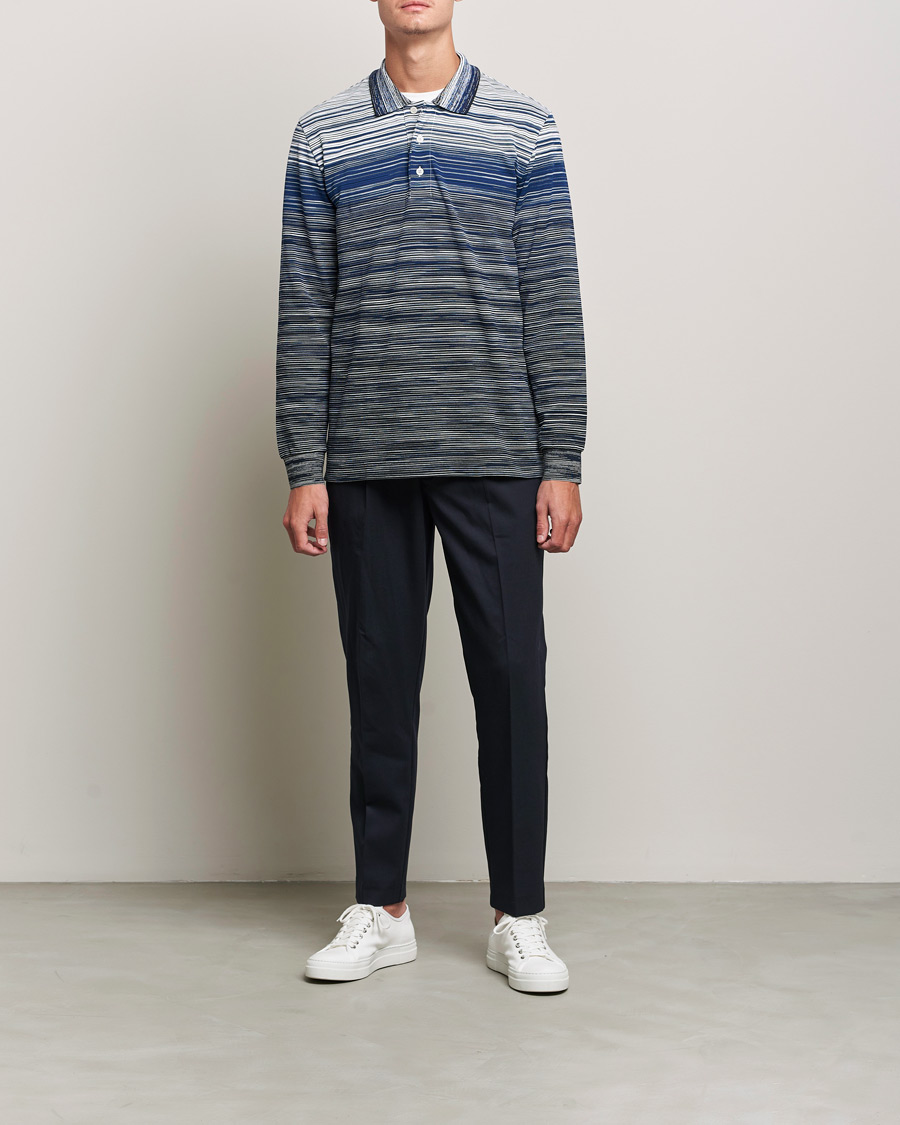 Herr | Tröjor | Missoni | Fiammato Piquet Polo Navy/White