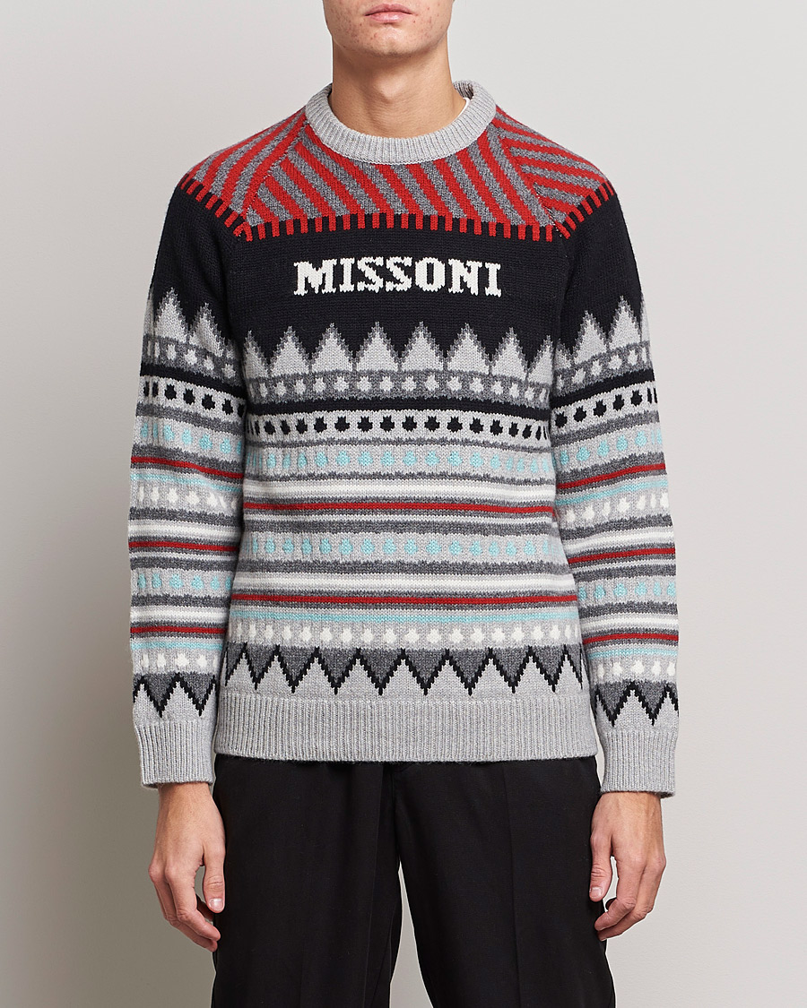 Herr | Missoni | Missoni | Mountain Calling Jacquard Sweater Grey/Red